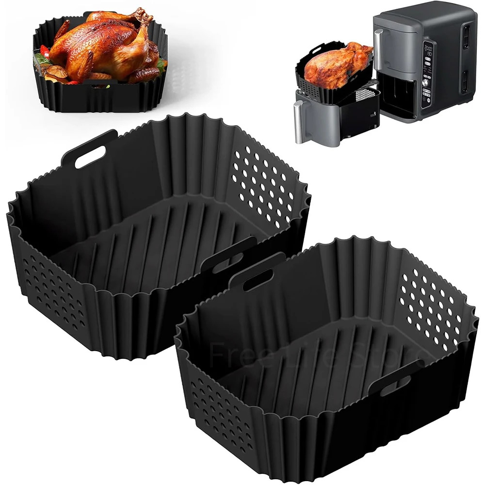 

Air Fryer Silicone Liners for Ninja SL401 Double Stack XL 2-Basket Air Fryer Reusable Air Fryer Pot with Hole Baking Accessories