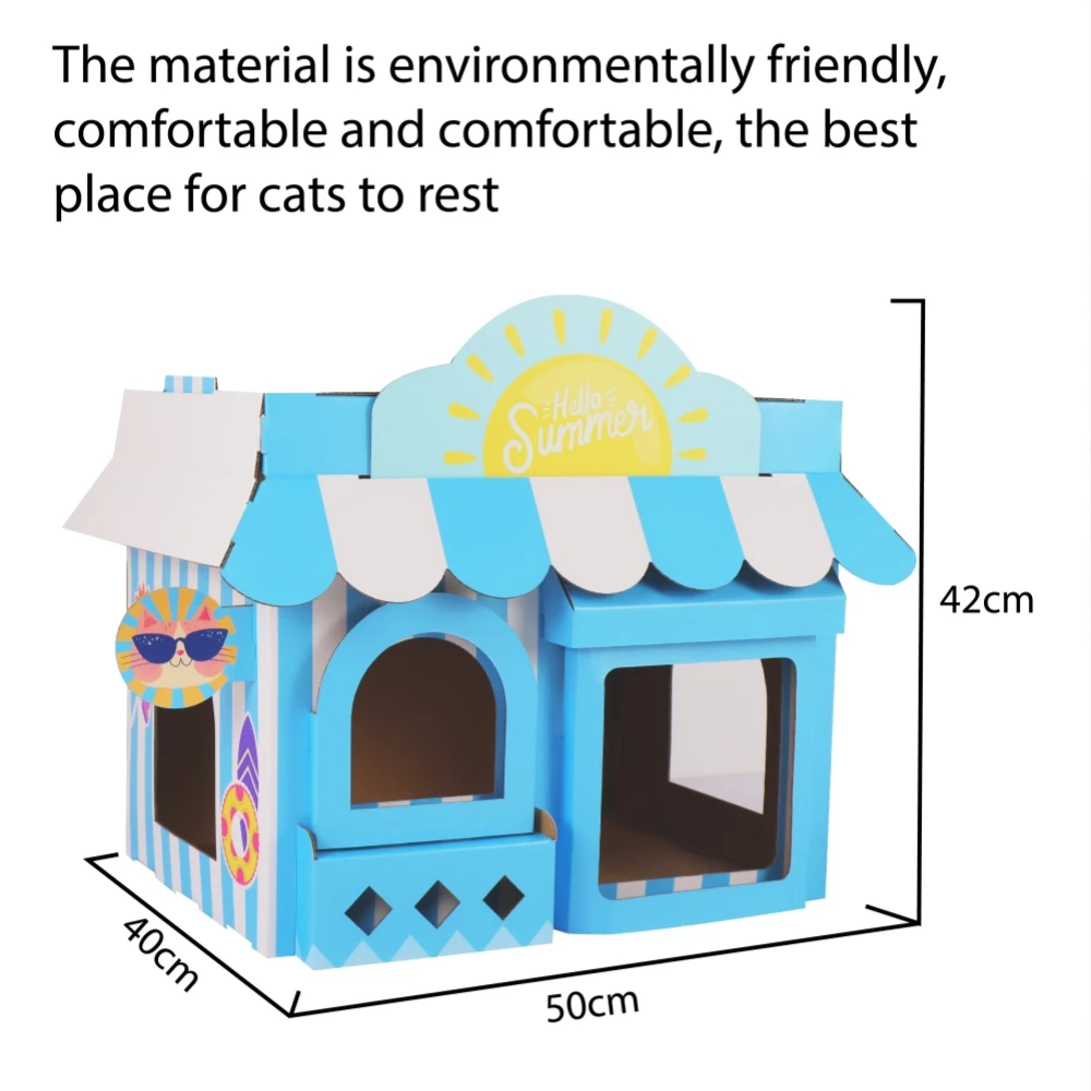 Kreativität Katzenhaus Wellpappe Katzenbetten Haus Indoor Katze Spielen Möbel Eigentumswohnung Höhle Zelt Glückliches Haus Katze Spielzeug Zubehör