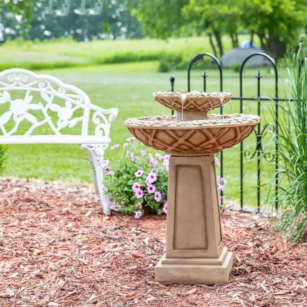Beveled lower 28-Inch 2-Tier Outdoor Water ountain - Backyard Water eature & Bird Bath or Patio, Yard or Deck - view 5