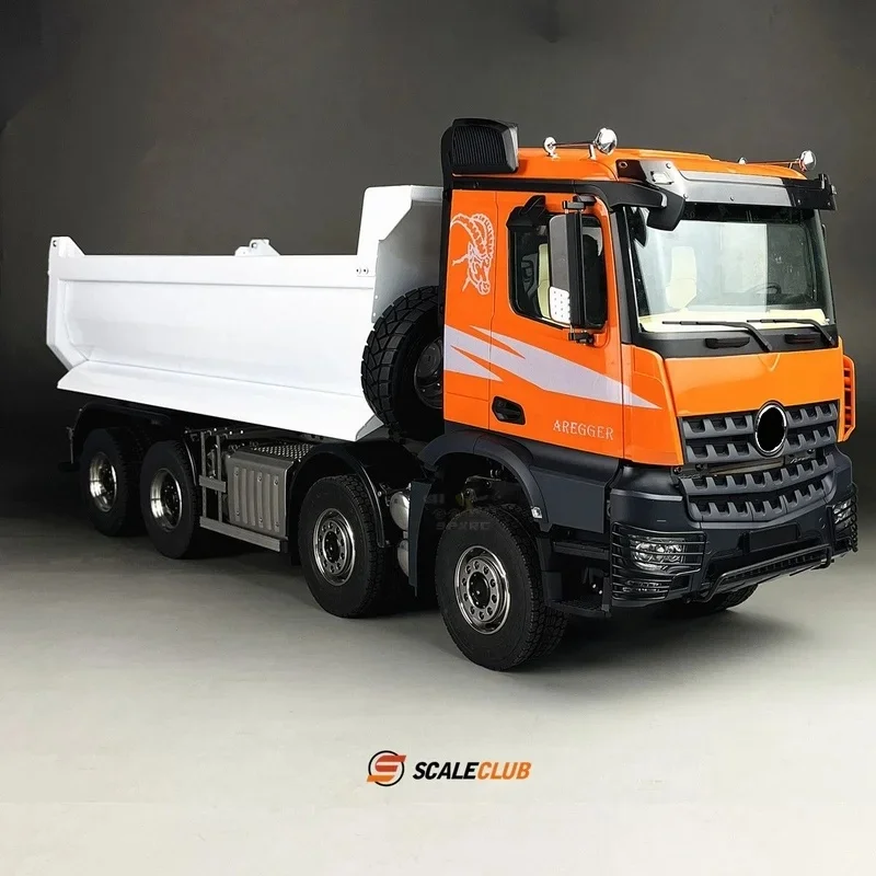 Scaleclub Modello 1/14 Per Mercedes-Benz 8x8 Testa di Fango One-Way Dump Muck Truck RTR Per Tamiya Rc Trailer ribaltabile