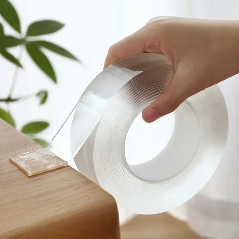 1/2/3/4/5M Nano Tracsless Tape Double Sided Tape Transparent No Trace Reusable Waterproof Adhesive Tape Cleanable Home