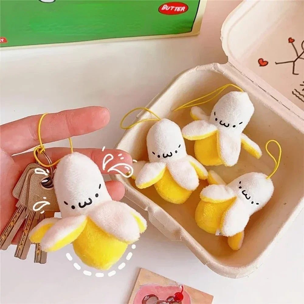 1pc criativo forma de banana bonecas de pelúcia pingente kawaii chaveiro feminino meninas brinquedos de pelúcia macio bolsa decoração crianças presente aniversário