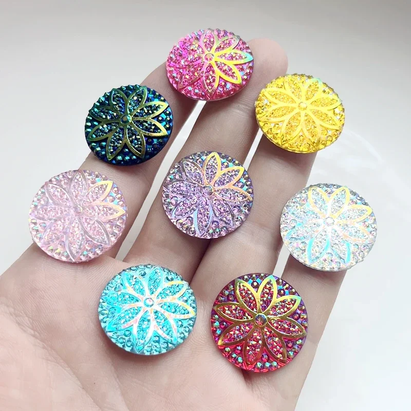 25mm Round Flower AB Mineral Face Rhinestone Wedding Clipbook DIY Jewelry Decoration Accessories