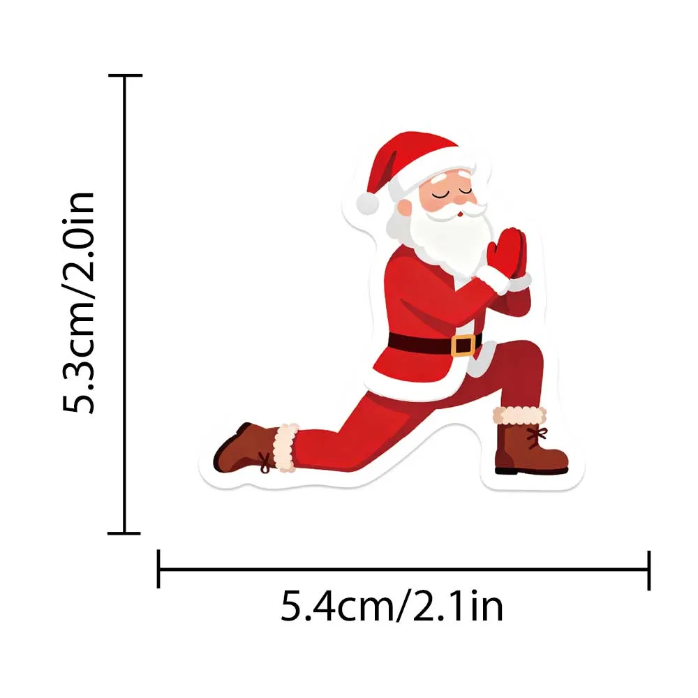 50 قطعة من ملصقات عيد الميلاد المضحكة الكرتونية لليوجا سانتا كلوز لخزانة الثلاجة والكمبيوتر المحمول والهاتف ملصق تزيين هدية عيد الميلاد #6