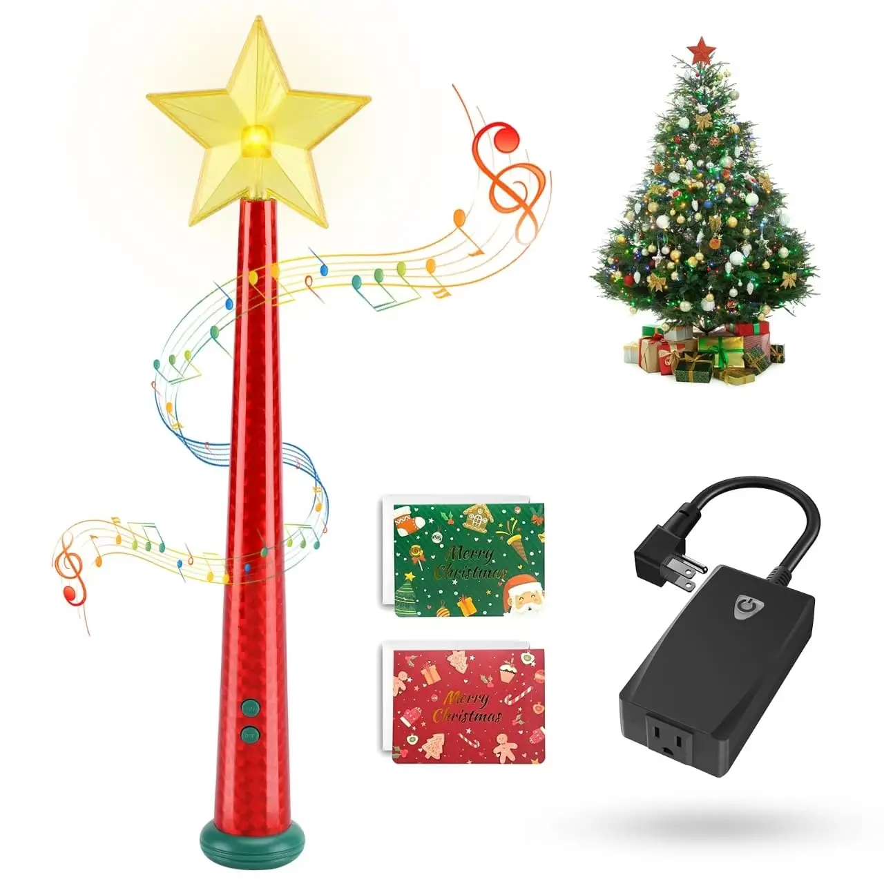

Magic wand, Christmas magic light wand with Wireless Remote Control Outlet and music for Christmas String Lights