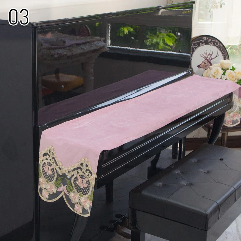 European Piano Keyboard Dustproof Cover Cloth Modern Lace Printing Velvet Electric Piano Towel Furniture Protection Cover