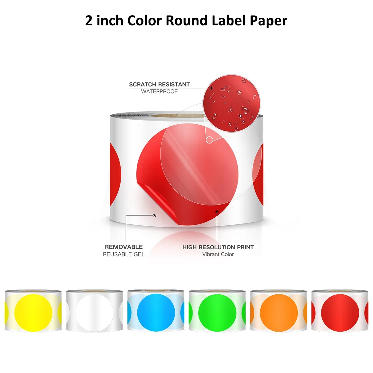 Circle Thermal Label Sticker Self-Adhesive Round Direct Thermal Multi-Purpose Roll Thermal Stickers Labels/1 Roll