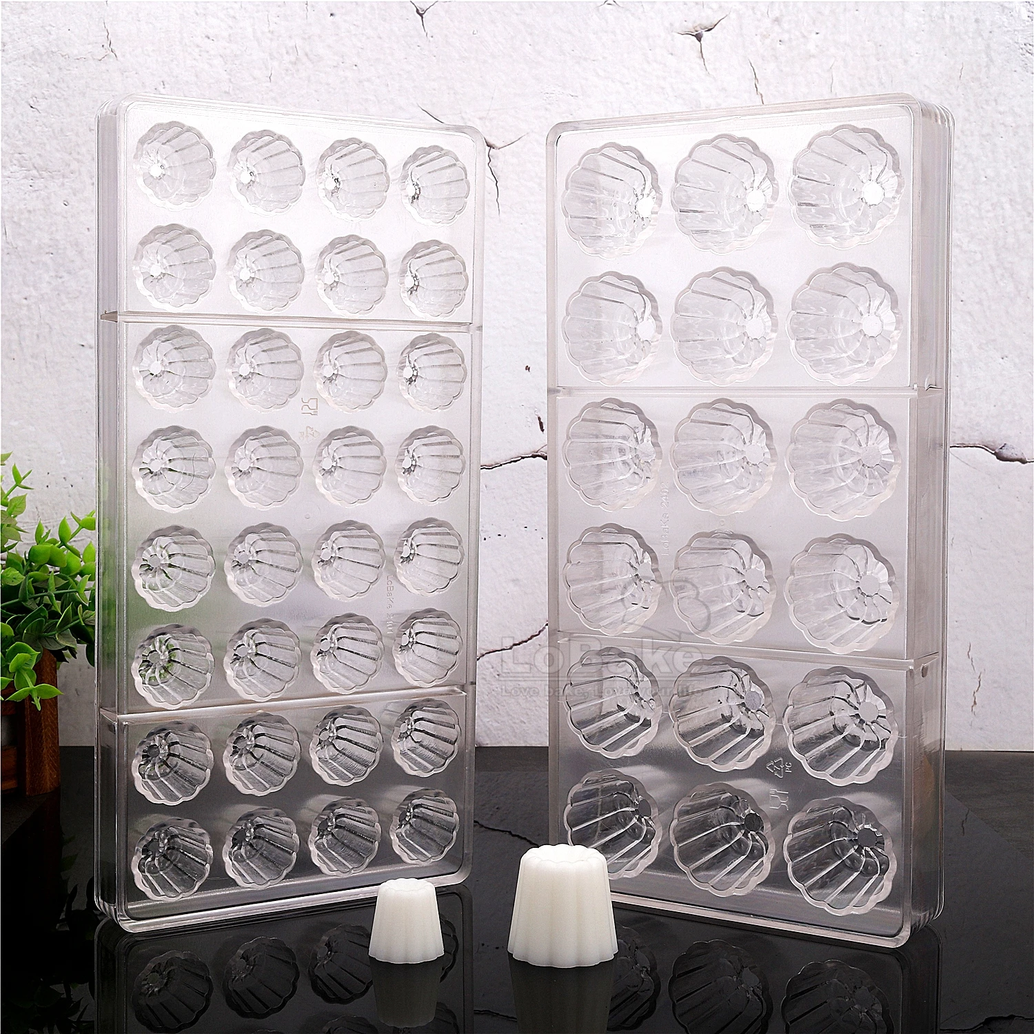 18 32  Cavities Flower Cannele Shape Polycarbonate Chocolate Mold Fluted Round Candy Sugarcraft Making Ice Cube Maker DIY Baking