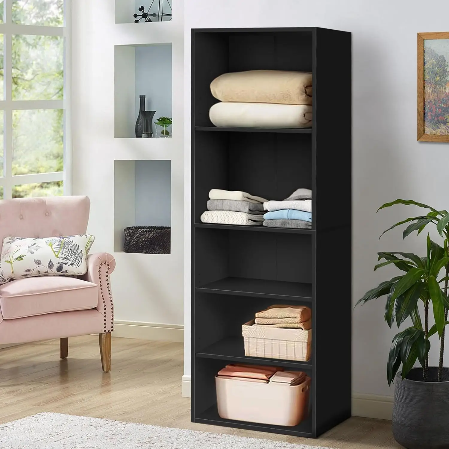 bedroom furniture Wardrobe Cabinet with Adjustable Shelves White Color, Compact Design Wooden Closet 50.5X 40x 160 cm, Dresser C