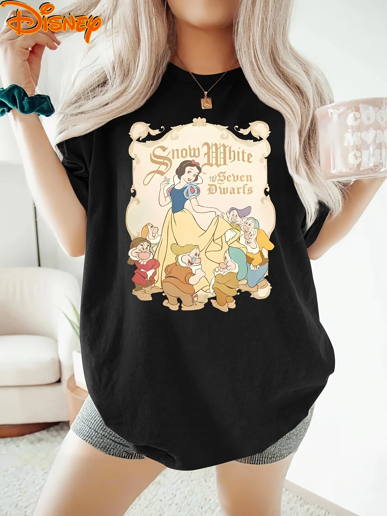 Women'S Vintage Disney Snow White & Seven Dwarfs T-Shirt - Soft Stretchy Fabric Retro Disney Tee, Lightweight Everyday Shirt