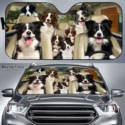 Border Collie Car Sun Shade, Border Collie Windshield, Dogs Family Sunshade, Dogs Car Accessories, Car Decoration, Gift For Dad,