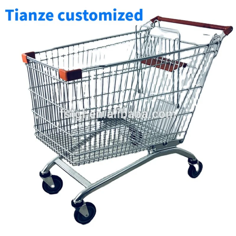 

(customized)Supermarket hand push shopping trolly steel material galvanized shopping cart