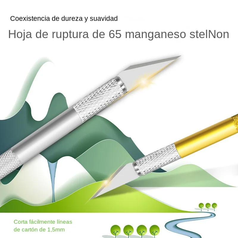 Kit de cuchillos bisturí de metal antideslizante para grabado + 5 piezas # Cuchillos artesanales cortador de 11 hojas para herramientas manuales de reparación de PCB de teléfono móvil