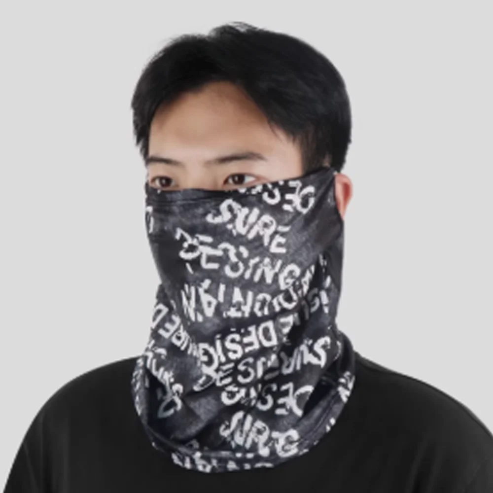 

Neck Cover English Graffiti Sunscreen Face Mask UV Protection Shading Riding Mask Breathable Personal Ice Silk Face Towel Riding