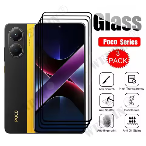 3 Pcs Tempered Glass For Xiaomi Poco F8 X7 Pro X7 X6 Pro 5G Curved Full Cover Screen Protector