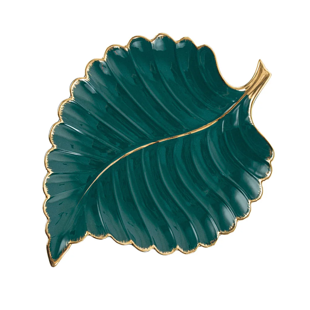 1Pcs Creative Leaf Shaped Jewelry Tray Cake Stand Green Color Even Classic Design Perfect for Events Cake Display Stand