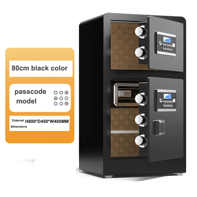 custom.Home 80cm Password Model Safe Box with and Electronic Digital Lock Black/Coffee All  Steel  Safe Box