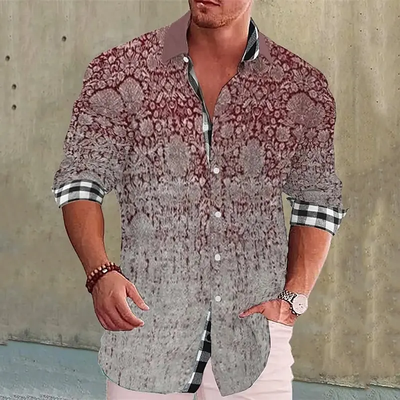 Camisa de solapa de loro HD para hombre, ropa de calle de manga larga para exteriores, ropa de calle de moda, suave, cómoda, diseño informal