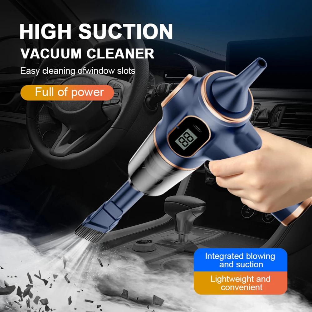 Low Noise Car Vacuum Cleaner High Power Strong Suction Deep Cleaning Handheld Multi Uses Wireless Portable Car Vacuum Cleaner