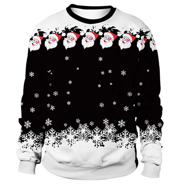 Men Women New Year Eve Xmas Sweatshirt 3D Novelty Printed Holiday Party Jumper Tops Couples Pullover Ugly Christmas Sweate