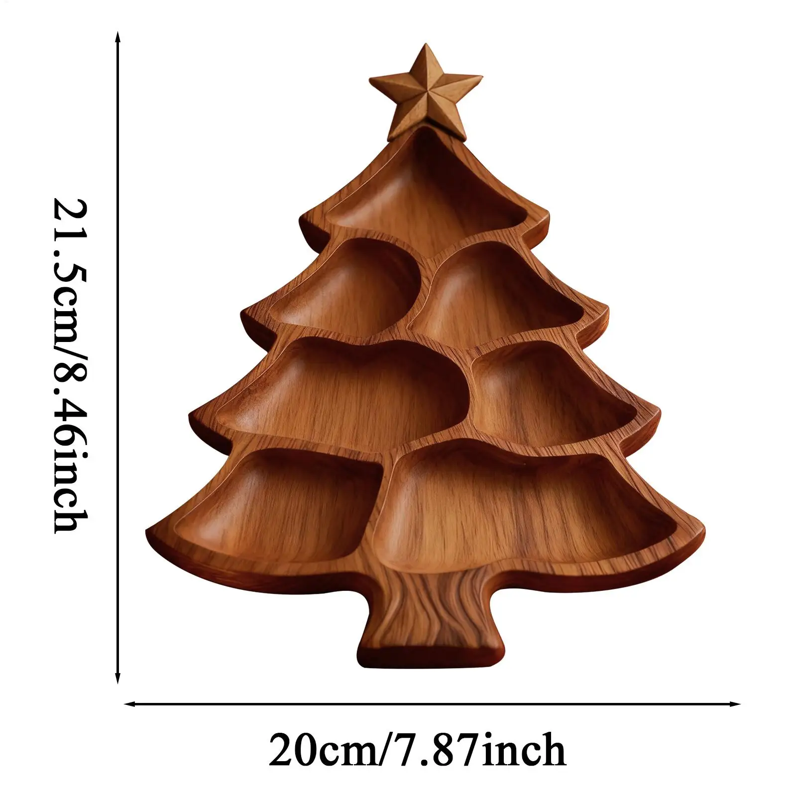 شجرة عيد الميلاد لوح فحم خشبي مقسم صينية طعام شجرة عيد الميلاد طبق تقديم الجبن لفاكهة الحلوى الجوز #6