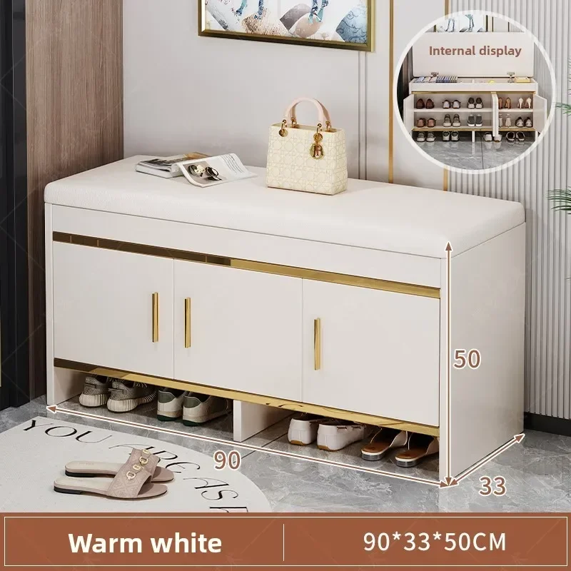shoe change stool household light luxury door stool entry shoe stool can sit shoe cabinet soft bag seat stool integrated storage