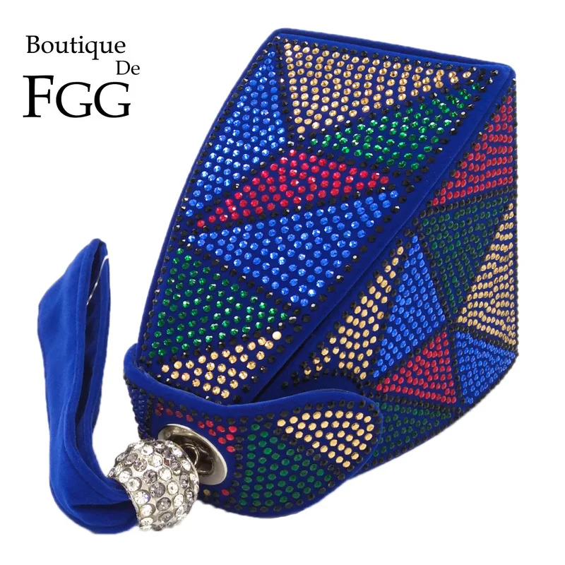 Boutique De FGG Pyramid Day Clutches Women Crystal Evening Purses and Handbags Party Dinner Rhinestone Clutch Handbags