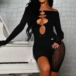 OEM Hot New design Full body Thick bodystocking Women's Off Shoulder Cut Out Faux Pearl Detail Contrast Mesh Romper jumpsuit