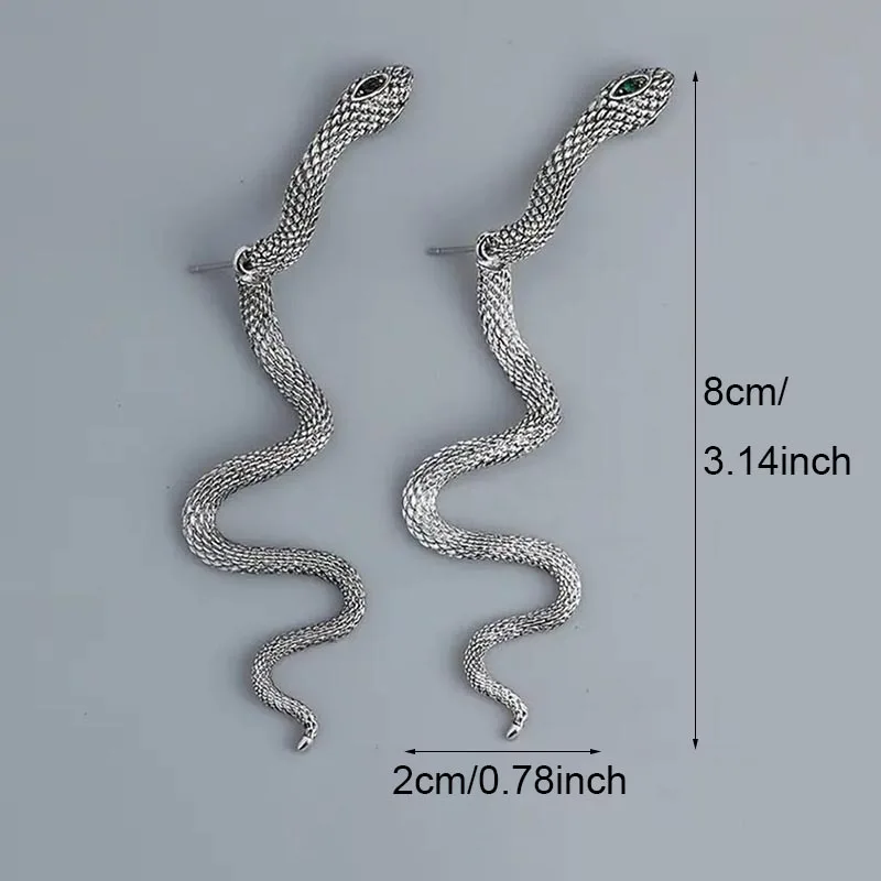 여성용 고딕 뱀 모양 긴 드롭 귀걸이, 뒤 전면 걸이식 빈티지 불규칙 귀걸이, 트렌디 할로윈 쥬얼리 선물
