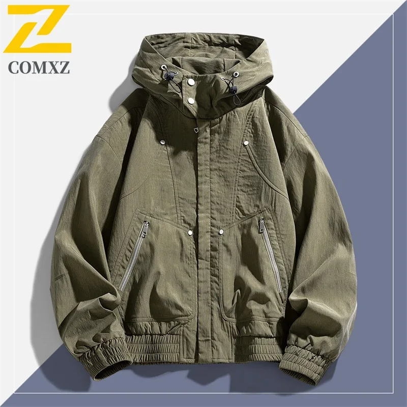 

COMXZ мужское пальто высокого качества водонепроницаемый ветрозащитный уличный туристический ветровка куртка 2025 кемпинг минималистичный плащ