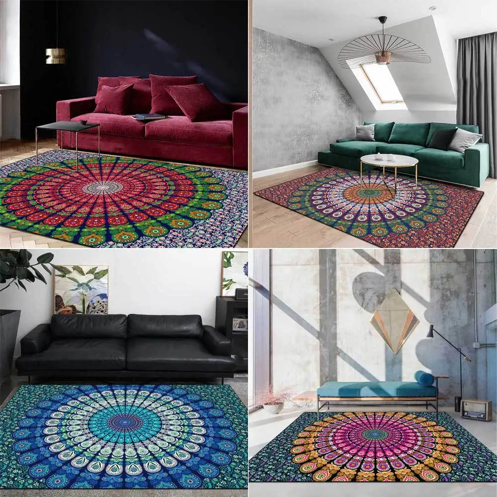 

Mandala Colorful Flower 3D Carpets for Home Living Room,Bedroom Decoration,Bedside, Sofa,Floor Mat Bathroom,Large Anti-Slip Rug