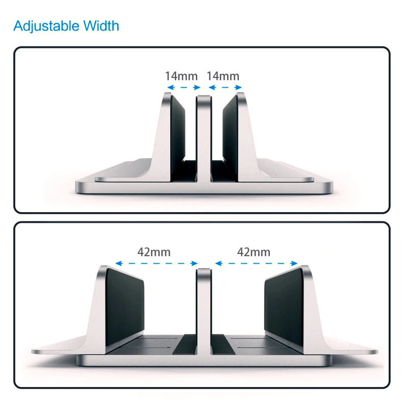 Vertical Laptop Stand Adjustable Metal Holder Aluminum Desktop Dual Holder,  Book Bracket For Notebook PC Computer Accessories