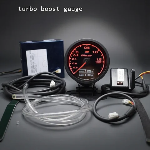 Car Greddi LCD Digital Display 7 Light Colors Oil Pressure Water EXT Temp Turbo Boost RPM Gauge Set with Sensor