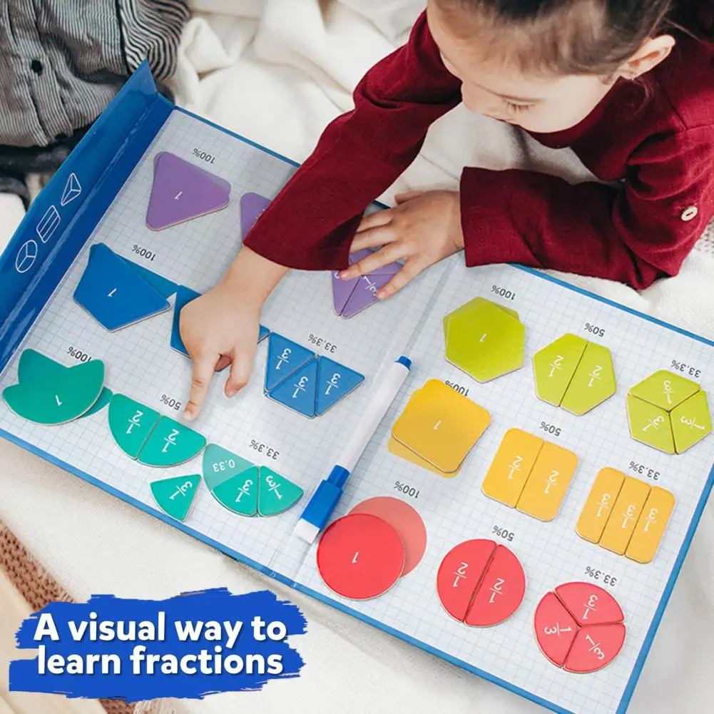 

Kids Fraction Tiles Educational Magnetic Fraction Book with Tiles for Elementary Students Learning Math for Teaching