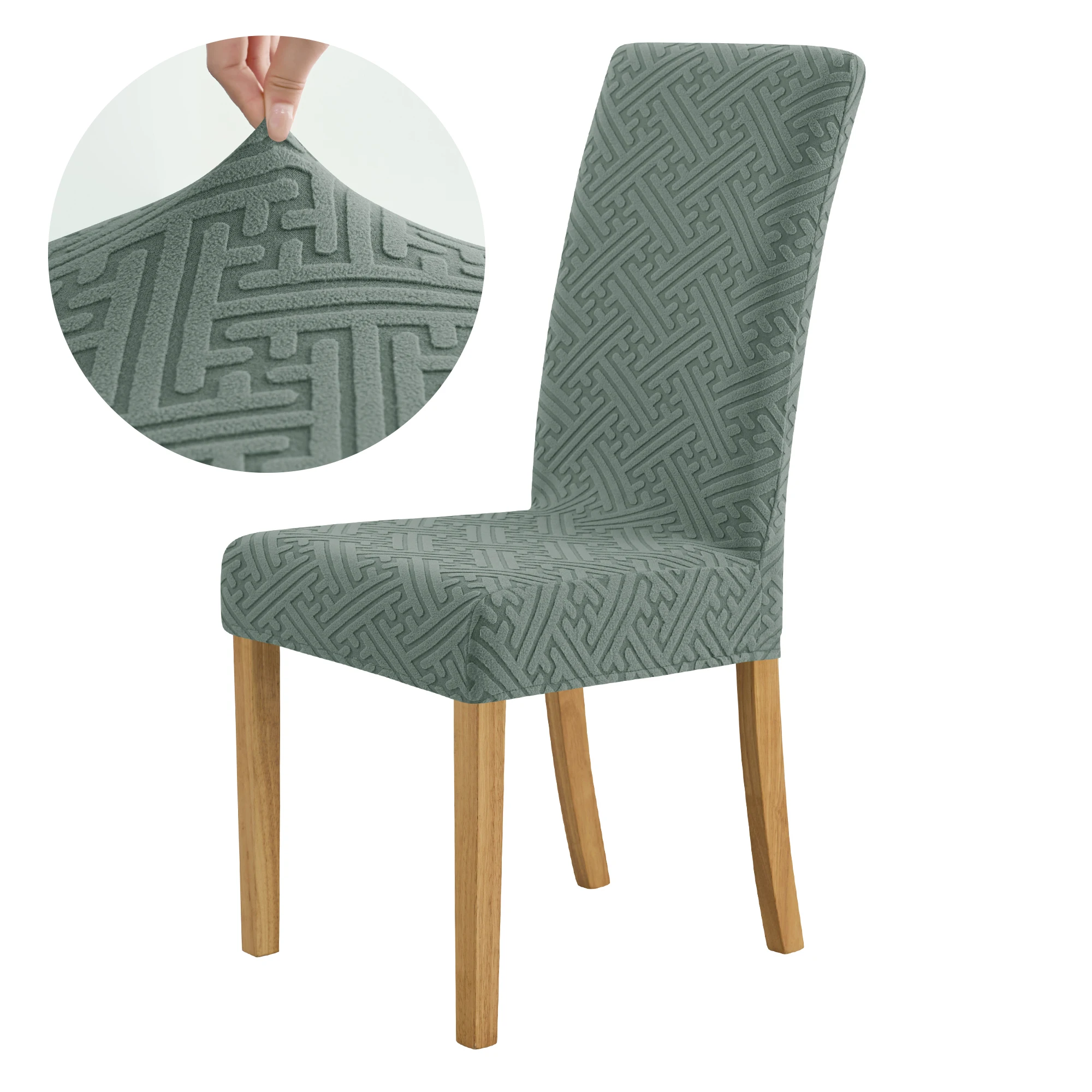 Elastic Jacquard Chair Cover For Dining Room Thick Dustproof Chair Cover Slipcover For Dining Kitchen Hotel Wedding Banquet