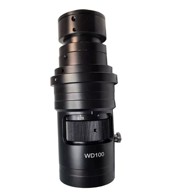 Microscope homogeneity WD100 industrial camera lens 0.7-5 X card position adjustment magnification 200-400 times