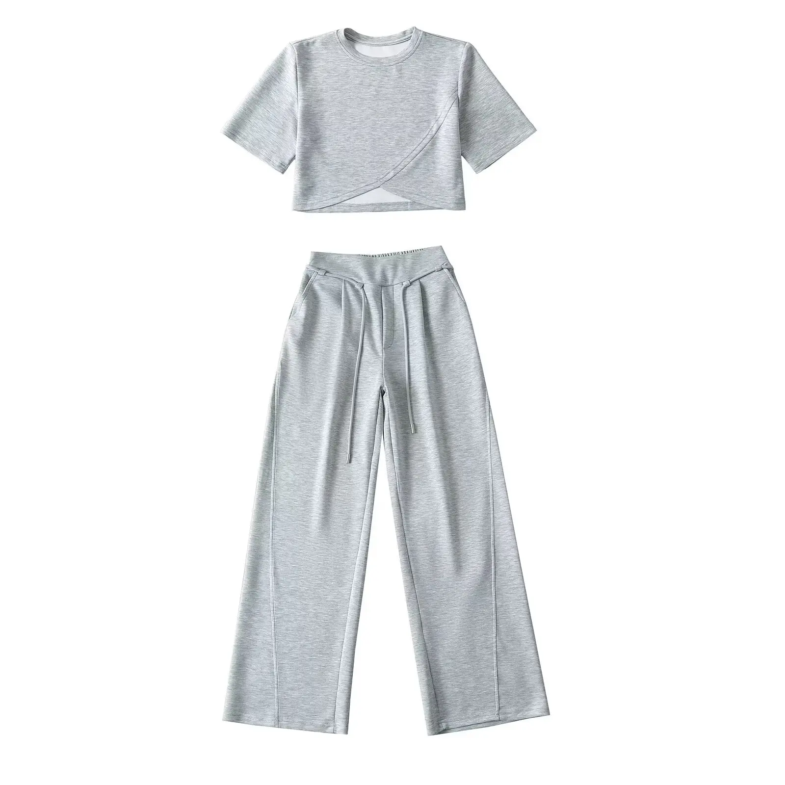 

Летняя повседневная футболка American Sle Offbeat Design ort Sve, спортивные штаны длиной до пола с высокой талией, комплект спортивной одежды