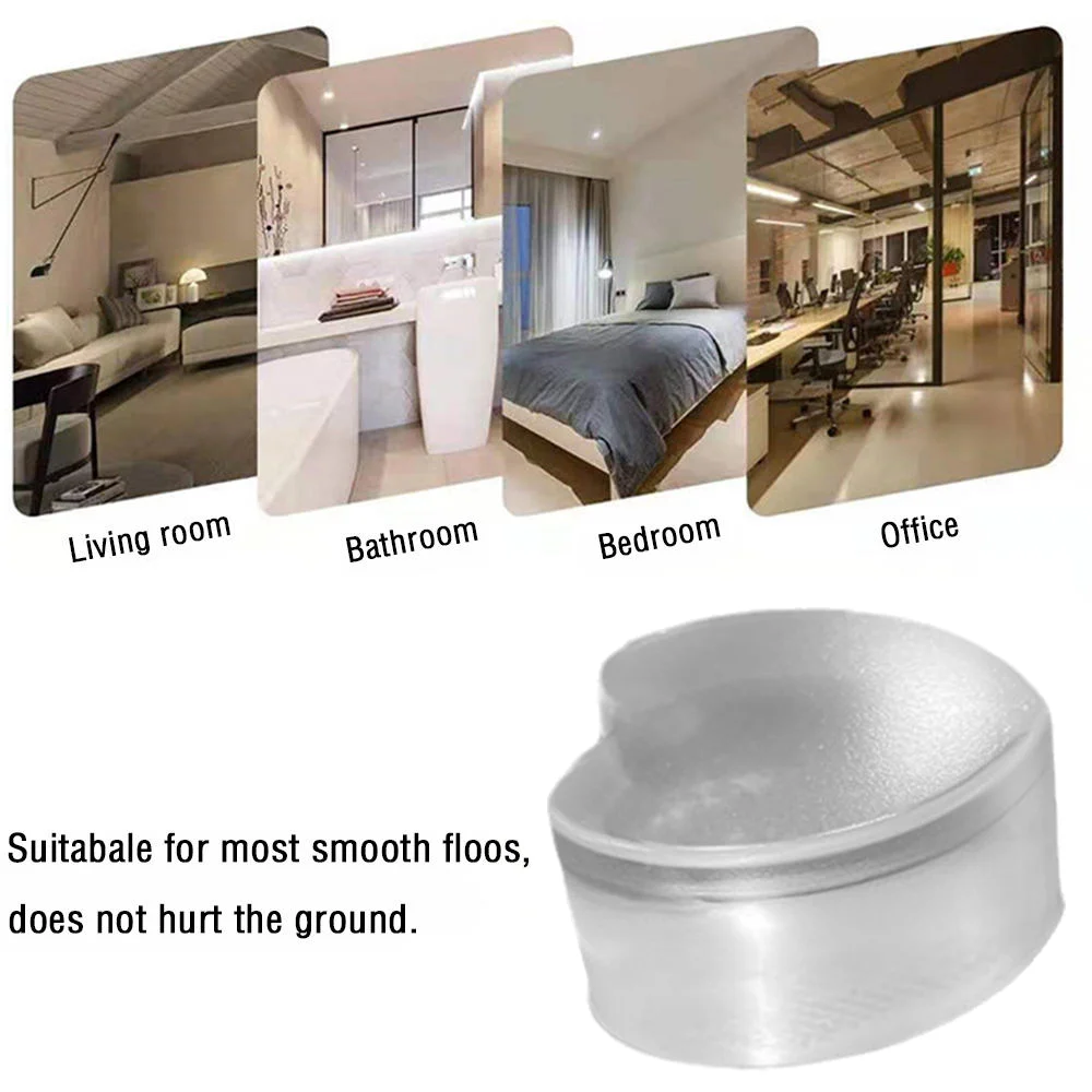 Door Stop Transparent Acrylic No Need Punch Anti-Collision Buffer To Protect Wall And Furniture Self Adhesive Floor Door Stopper