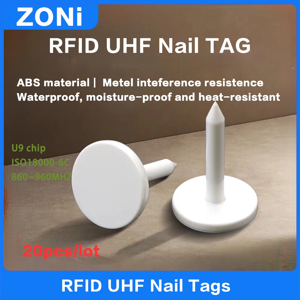 20pcs RFID UHF Anti-metal Aail 태그 정원 나무 관리를위한 고온 방지 순찰 전자 태그 860-960MHz