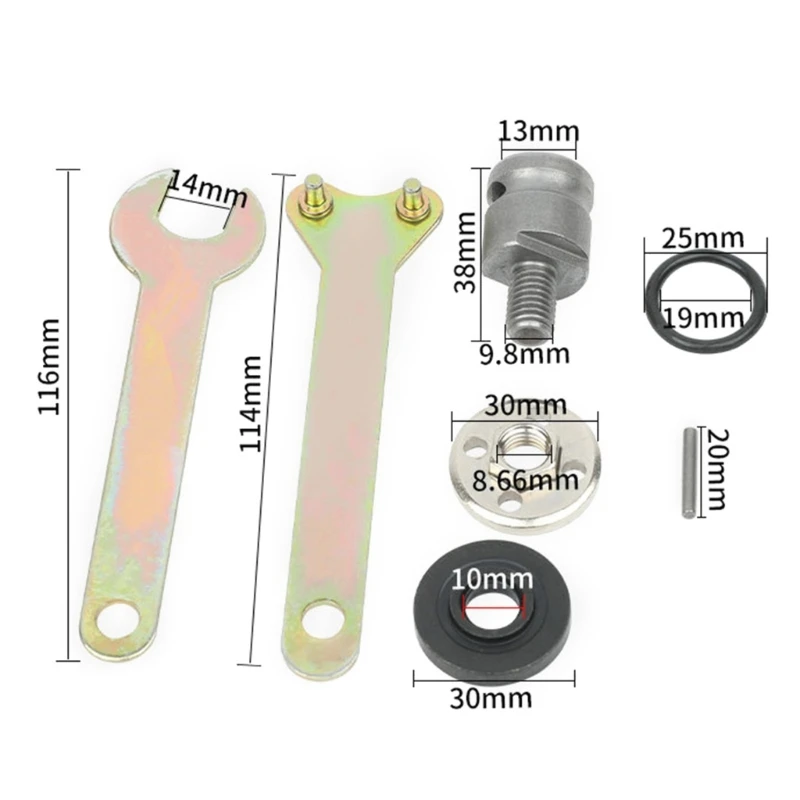 มุมเครื่องบดประแจ Spanner ชุดก้านเชื่อมต่อ FLANGE LOCK NUT โลหะถั่วเครื่องมือ Drop Shipping