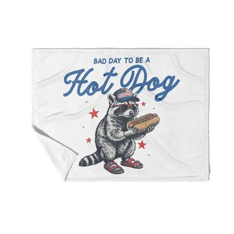 Gaslight Gatekeep Girlboss Bad Day to Be a Hot Dog Throw Blanket Funny 4th of July Soft Fleece Blanket for Couch Bedroom Living
