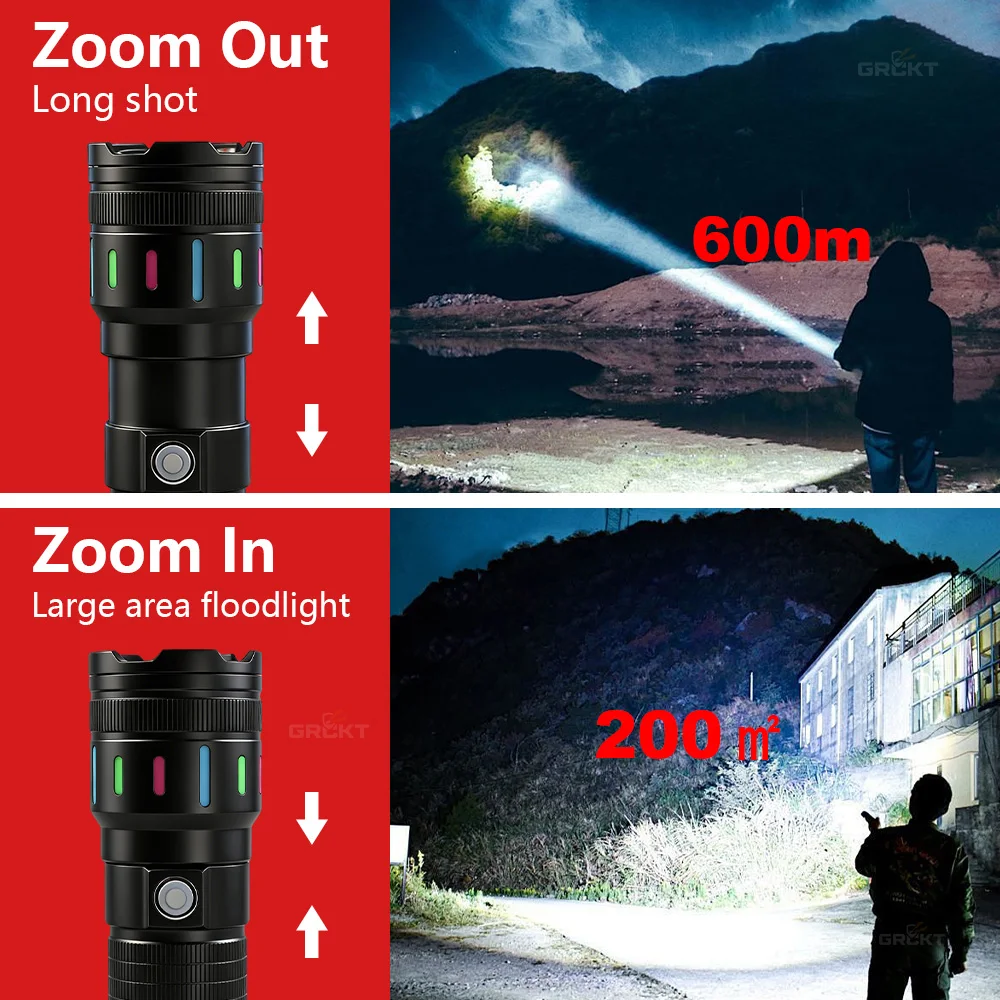 80000CD Most Powerful LED Flashlight High Power Tactical Hunting Flashlight Rechargeable Torch Outdoor Waterproof Lantern Lights view 6