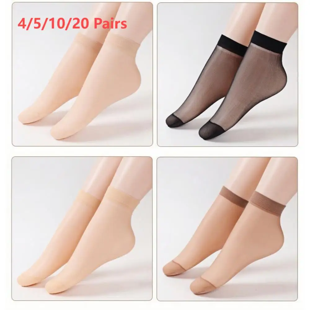 

4/5/10/20 Pairs Women's stockings, short socks, thin crystal stockings, spring and summer transparent glass stockings