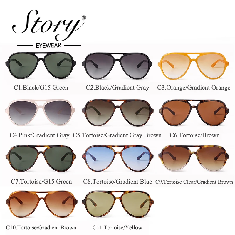 STORY Retro Classic Aviation Sunglasses Men Women 2024 Brand Designer Vintage Rivet Tortoiseshell Pilot Sun Glasses Male S22733