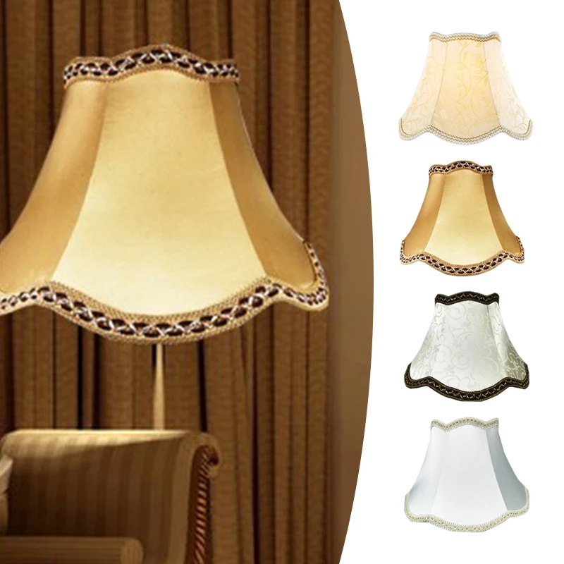 European Luxury Lampshade Vintage Exquisite Bead Trim Floral Fabric Wall Lamp Table Lamp Floor Light Cover Nordic Home Decor