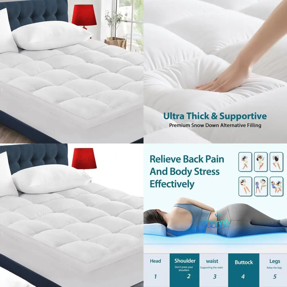 

Thick Cooling Mattress Topper for Back Pain Relief - Pillow Top Protector with Deep Pocket for Firm Beds, 8-21 Inch