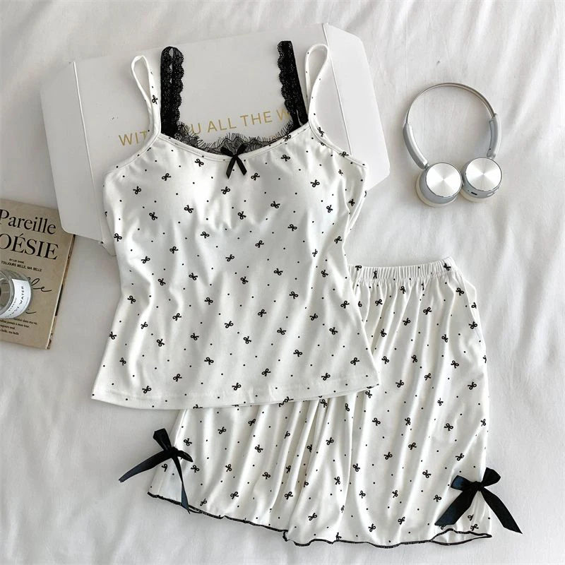 

Fashion Casual Home Cartoon Cat Cute Loose Pajamas Set Two-Piece Suit For Women