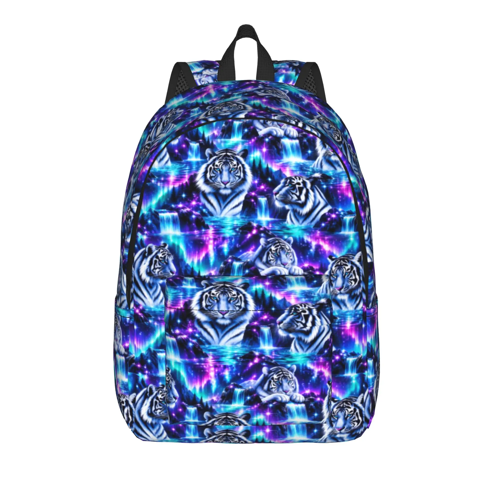 Tiger Patterned Backpack Flat 2d Digital Printing Cycling Backpacks Men Custom Durable High School Bags Modern Rucksack