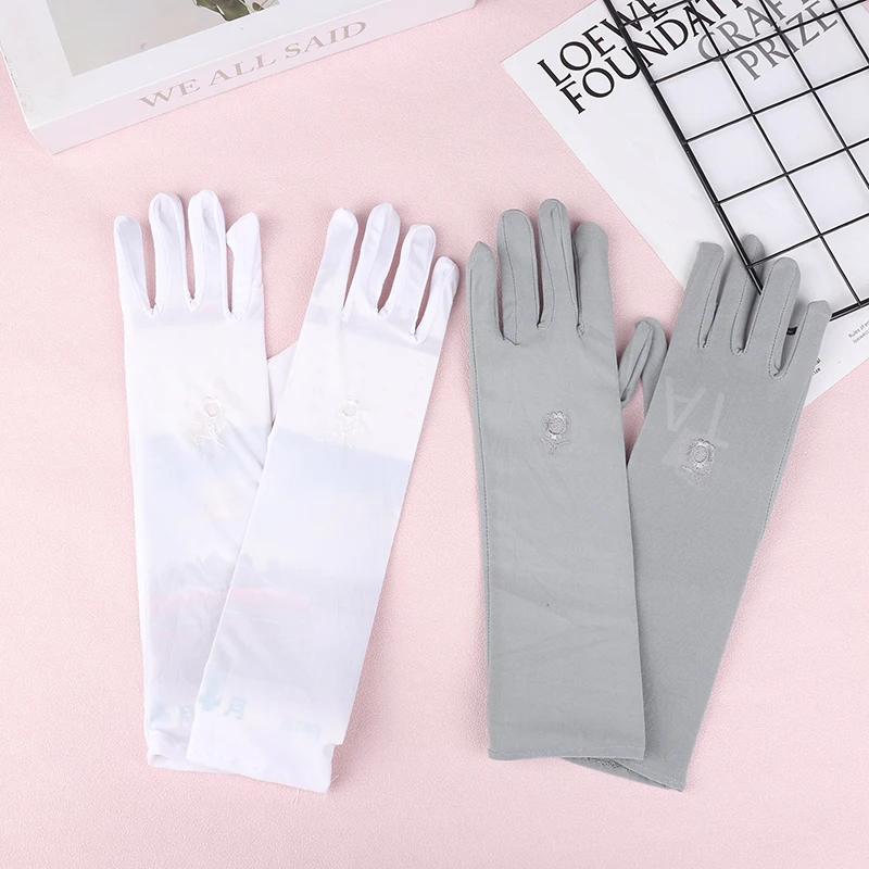 1 زوج القفازات واقية من الشمس القيادة قفازات تمتد النساء المضادة للأشعة فوق البنفسجية منتصف طويلة تنفس قفاز لربيع وصيف رقيقة قفازات