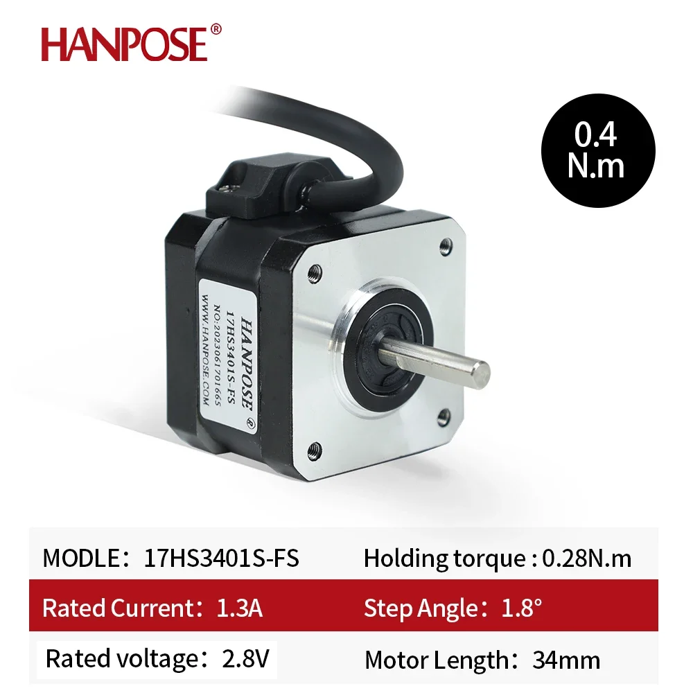 HANPOSE Nema17 stepper motor 1.3A 28N.CM 17HS3401S-FS IP68 for 3D printer CNC XYZ  Waterproof motor captive Stepper Motor 12v